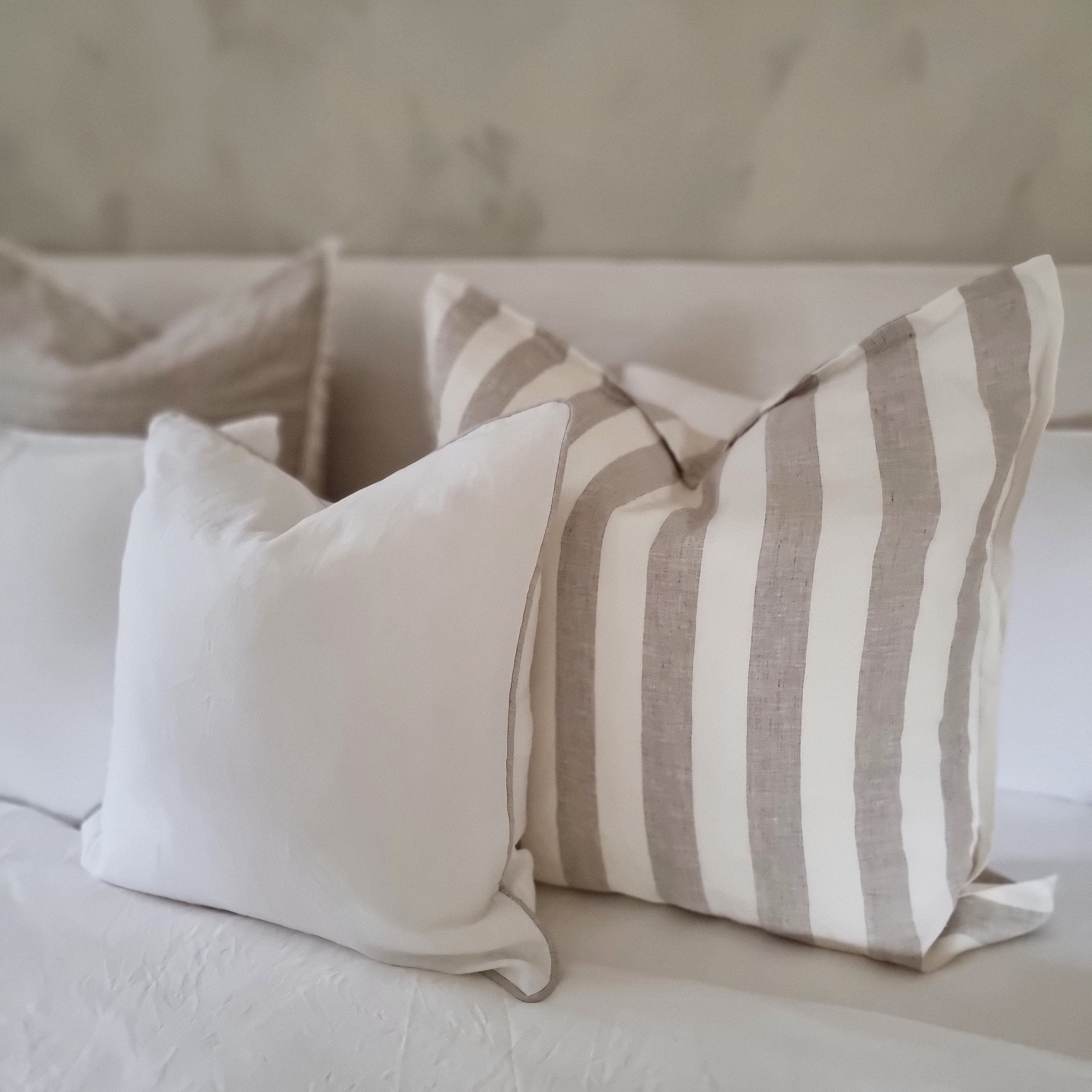 Linen stripe pillow hotsell