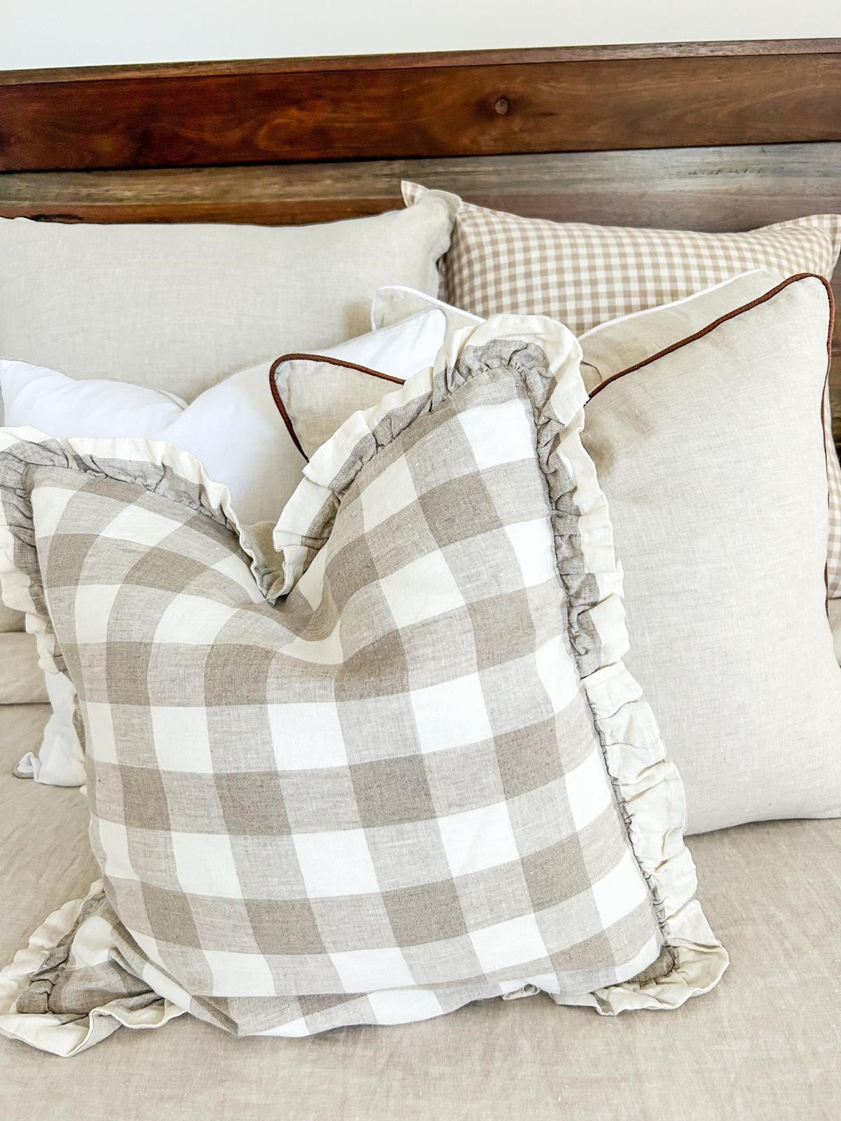 Grey sales gingham pillows