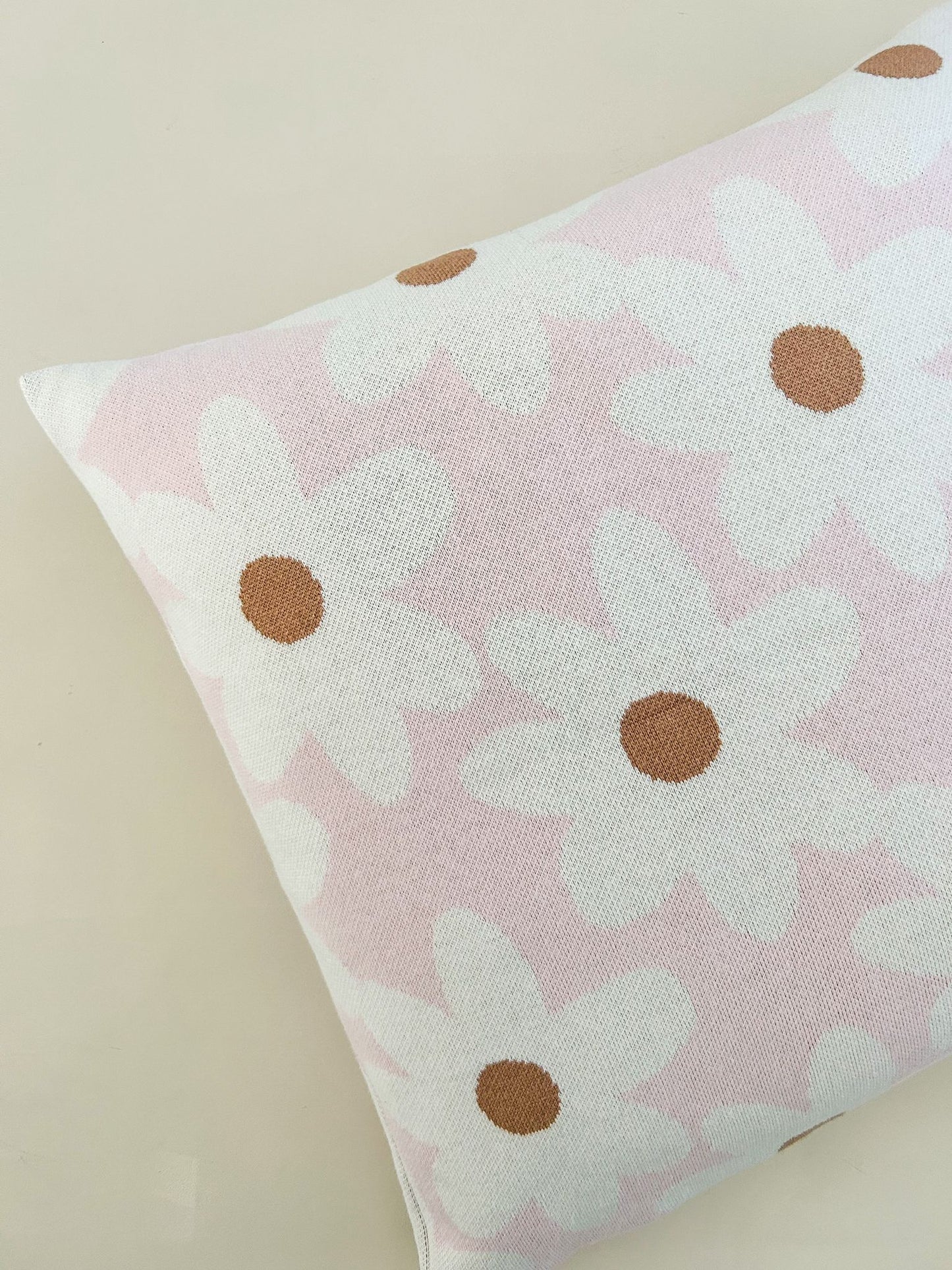 100% Organic Cotton Jacquard Knit Cushion Cover - Floral - 50% OFF