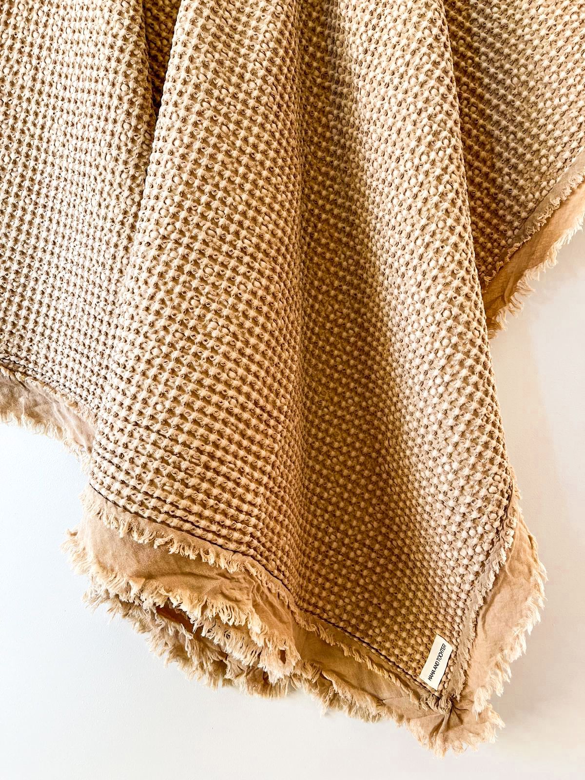 Organic Cotton Rustic Waffle Throw Blanket - Light Rust - King Size