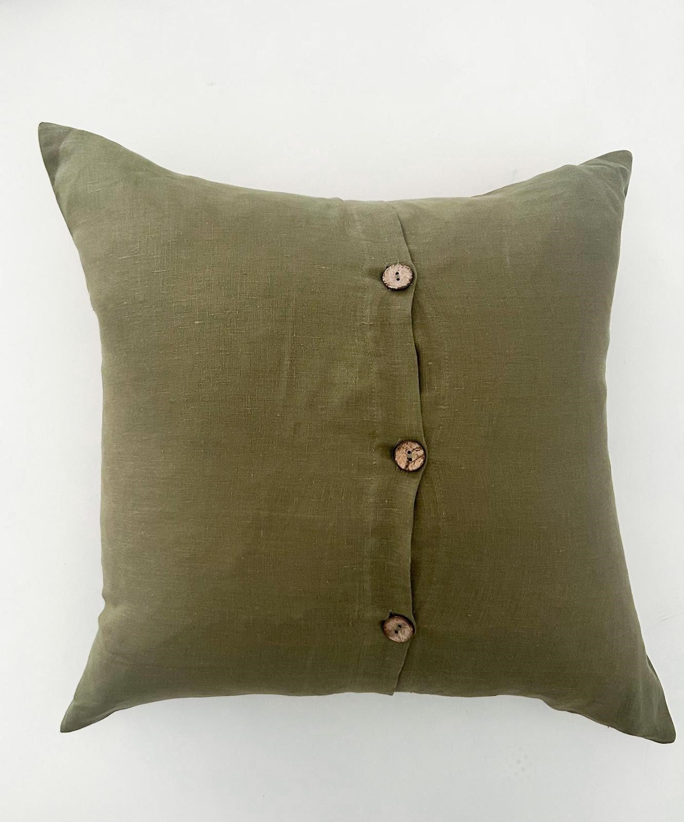 Pure Linen Cushion Cover - Olive