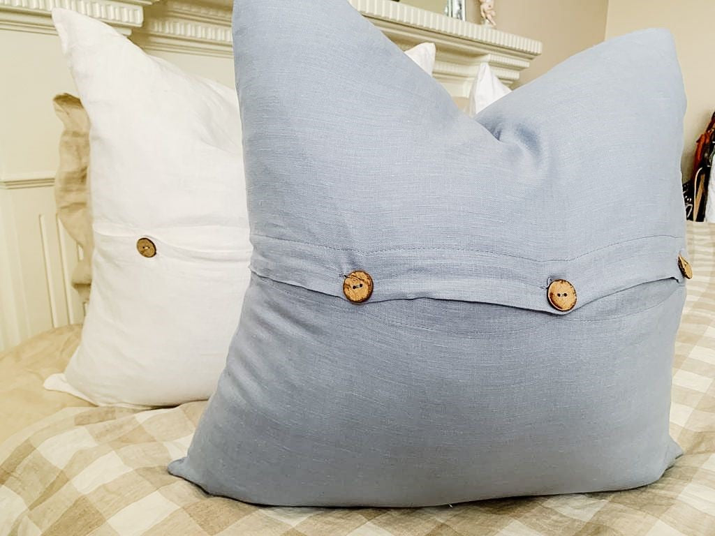 Pure Linen Cushion Cover - Mid Blue - 30% OFF - DISCOUNTED