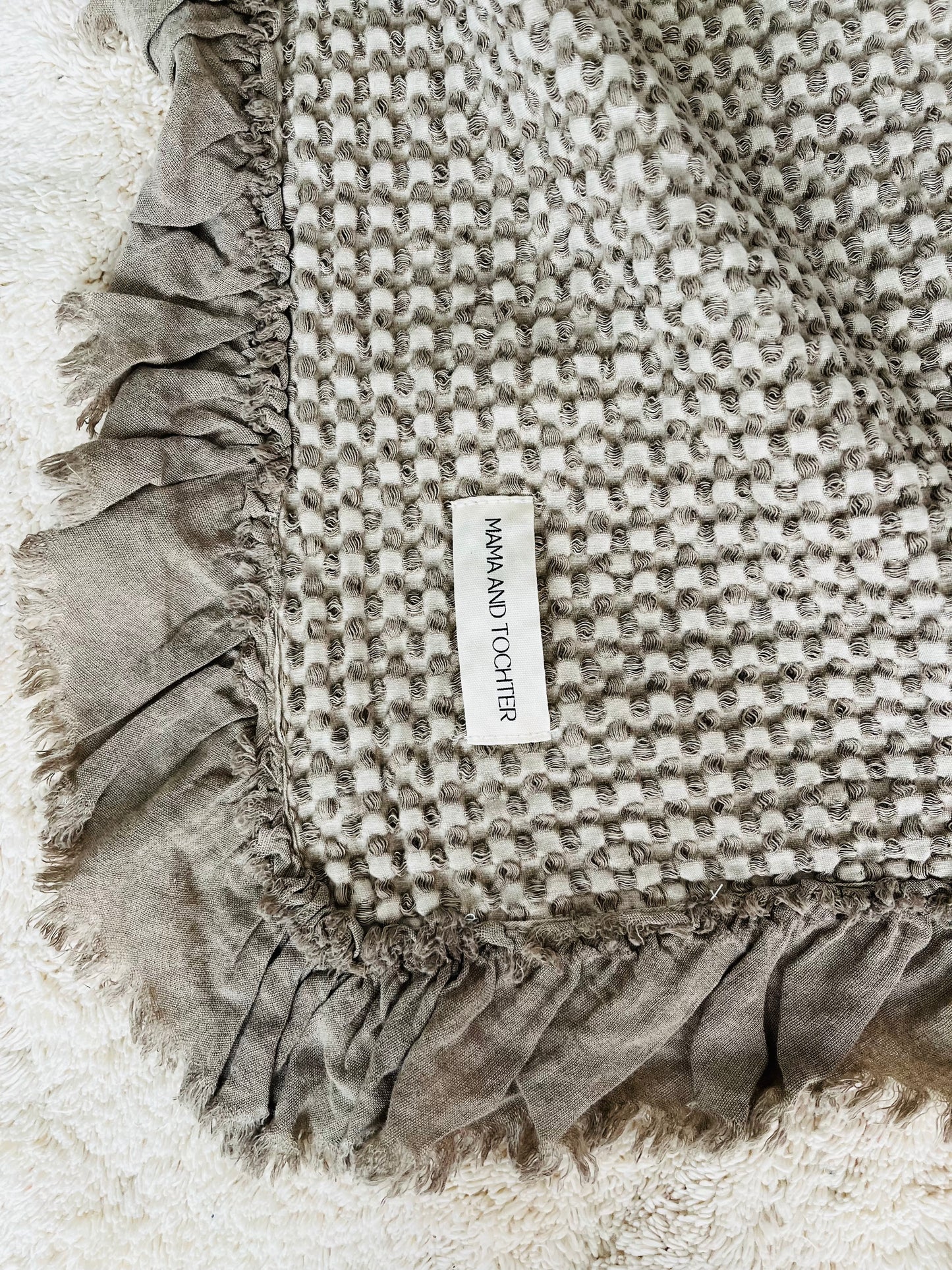 Organic Cotton Rustic Waffle Throw Blanket - Mushroom