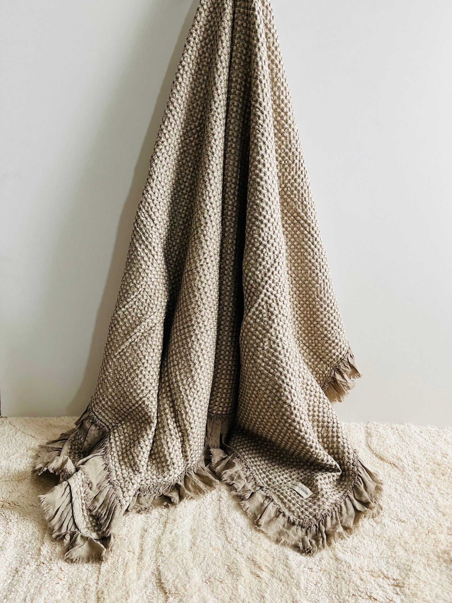 Organic Cotton Rustic Waffle Throw Blanket - Mushroom