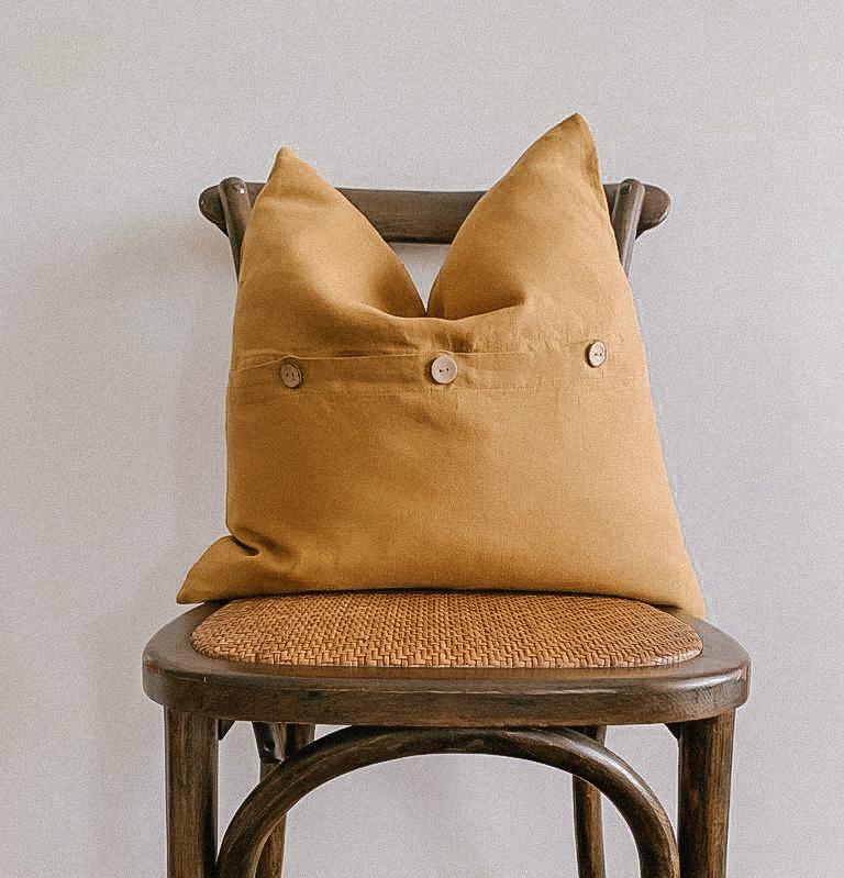 Pure Linen Cushion Cover - Mustard