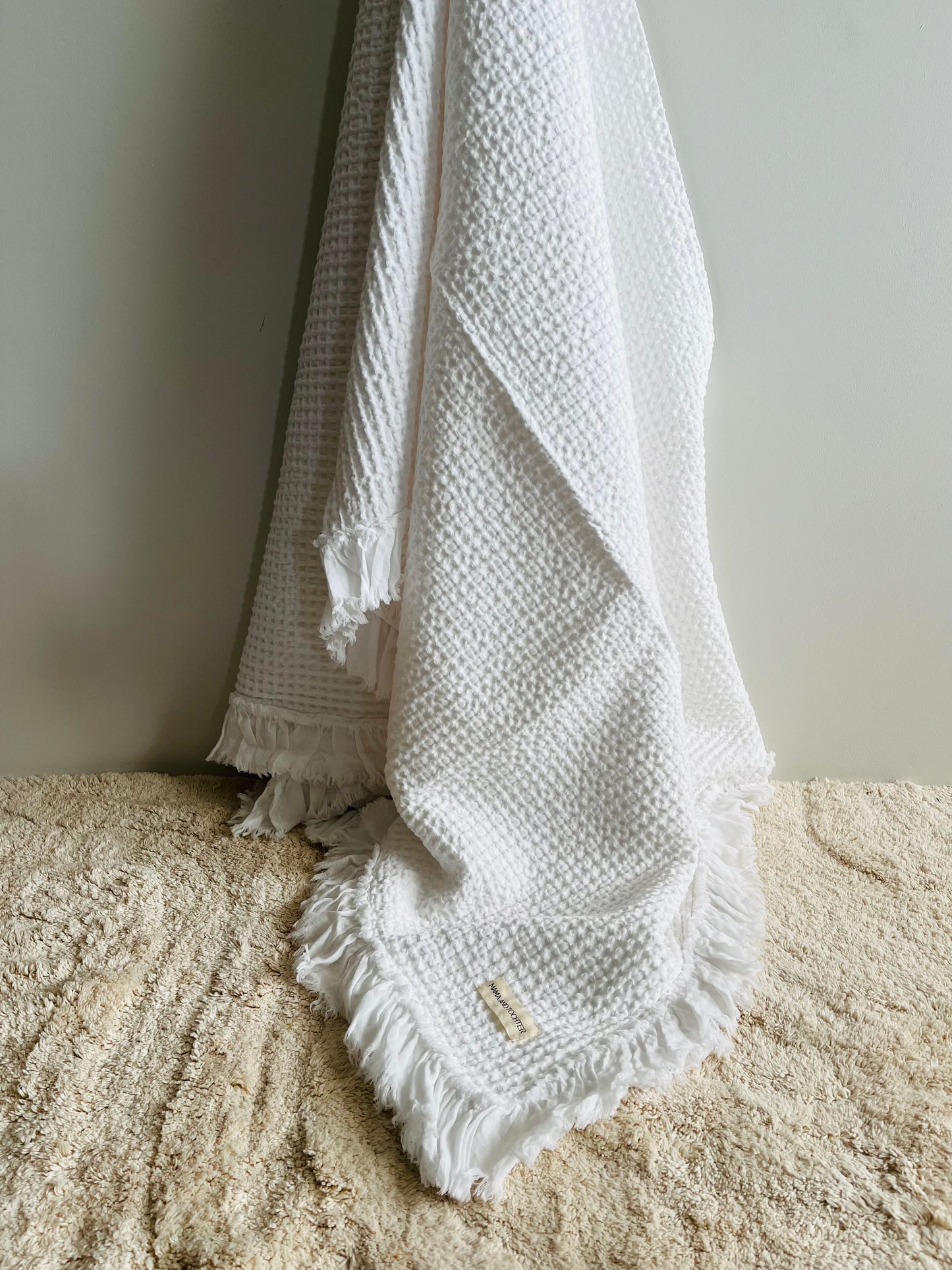 Organic Cotton Rustic Waffle Throw Blanket - White