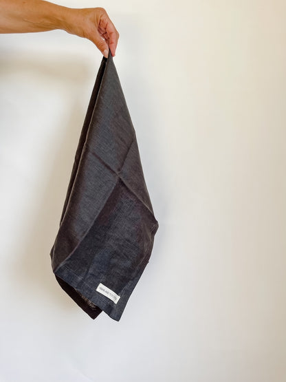 Pure French Linen Tea Towel - Dark Charcoal