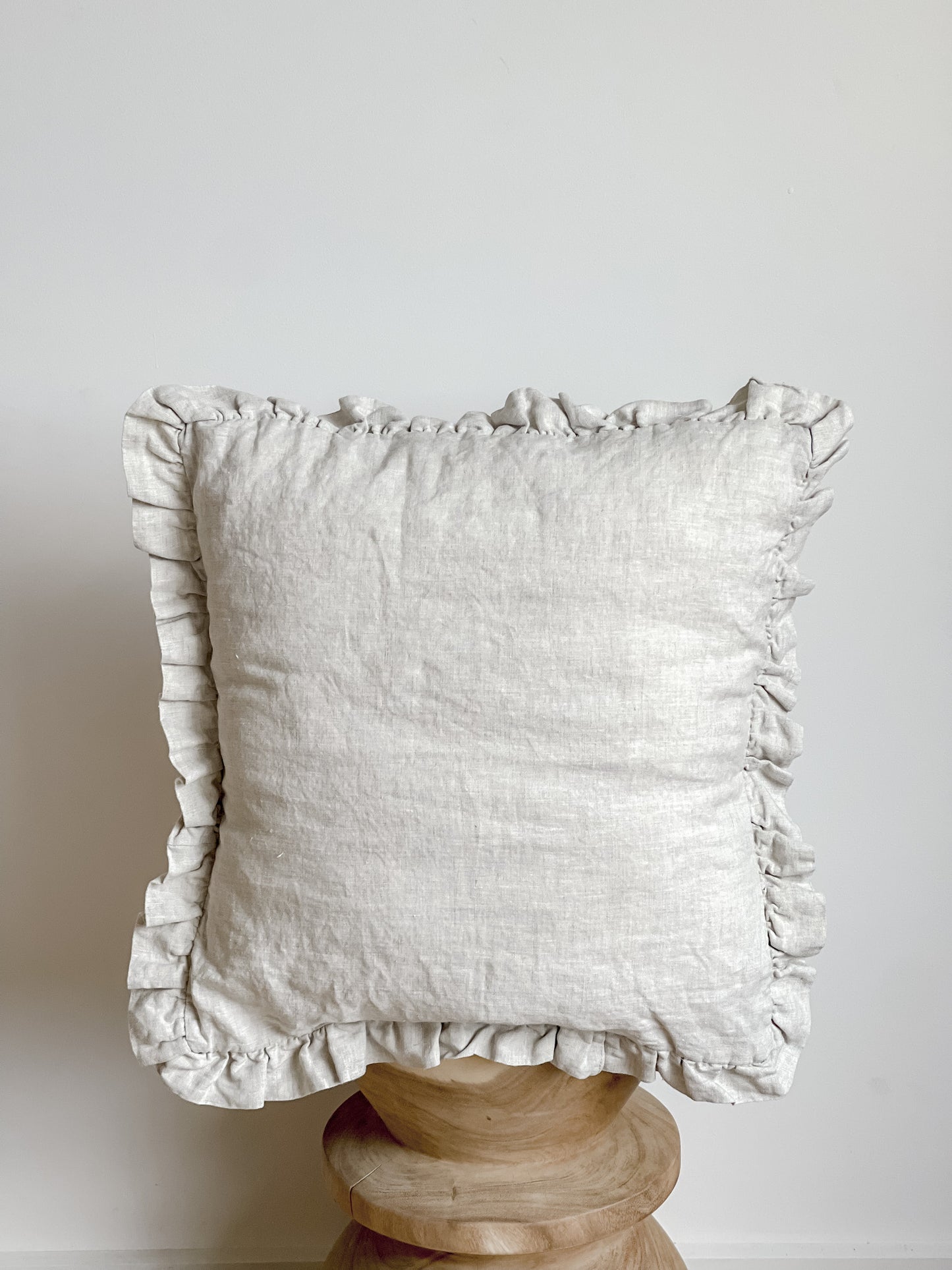 Pure Linen Ruffle Cushion Cover - Natural