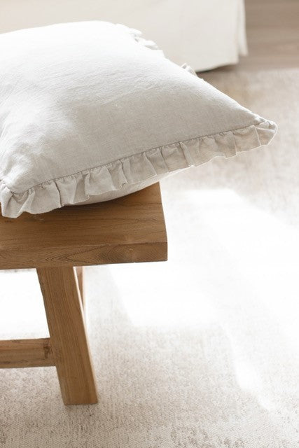 Pure Linen Ruffle Cushion Cover - Natural